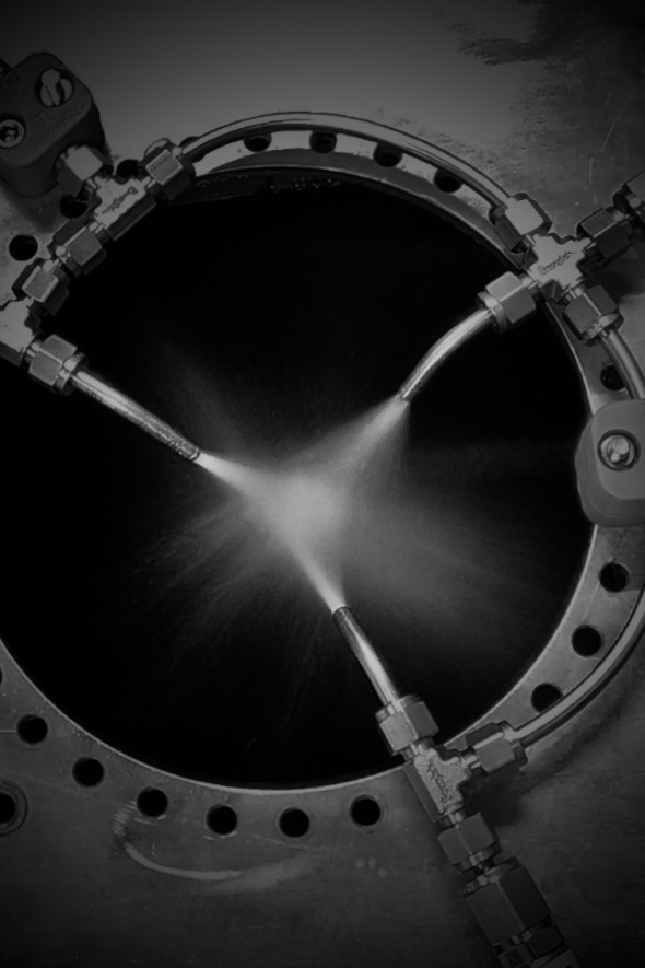 Transparent test section showing cavitation flow