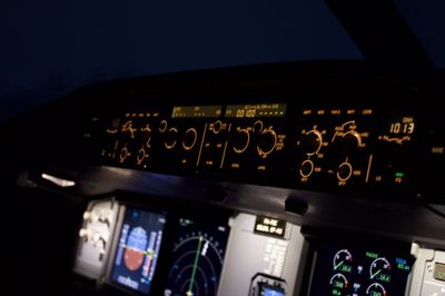 A320 APT simulator panel during low-light testing