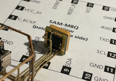 Close-up of the GSX-1 electronics assembly and sensor wiring